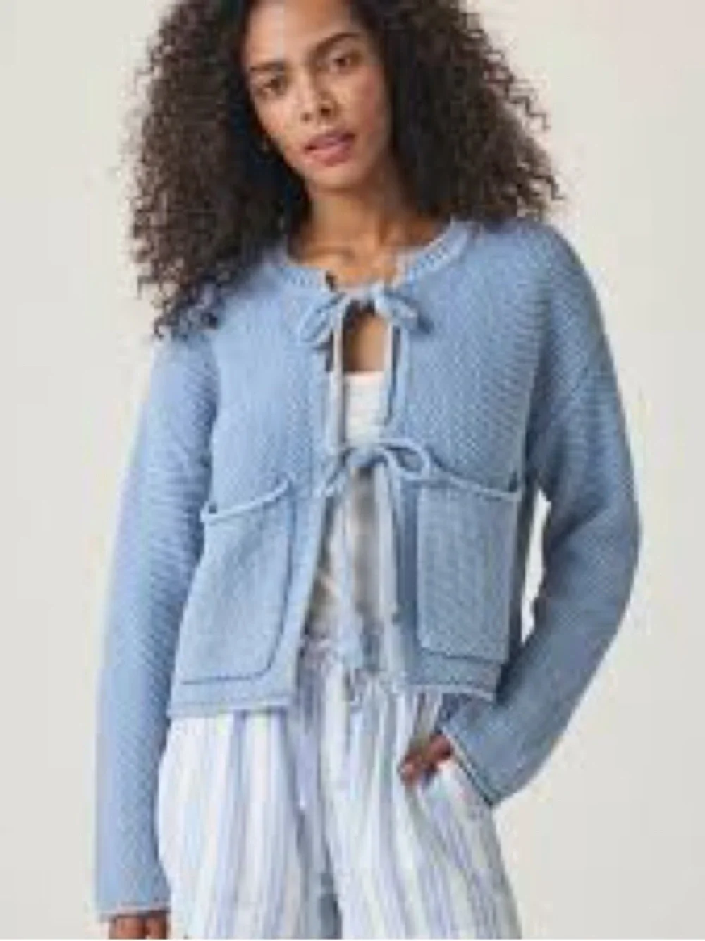 Splendid Roxie-tie front blue sweater